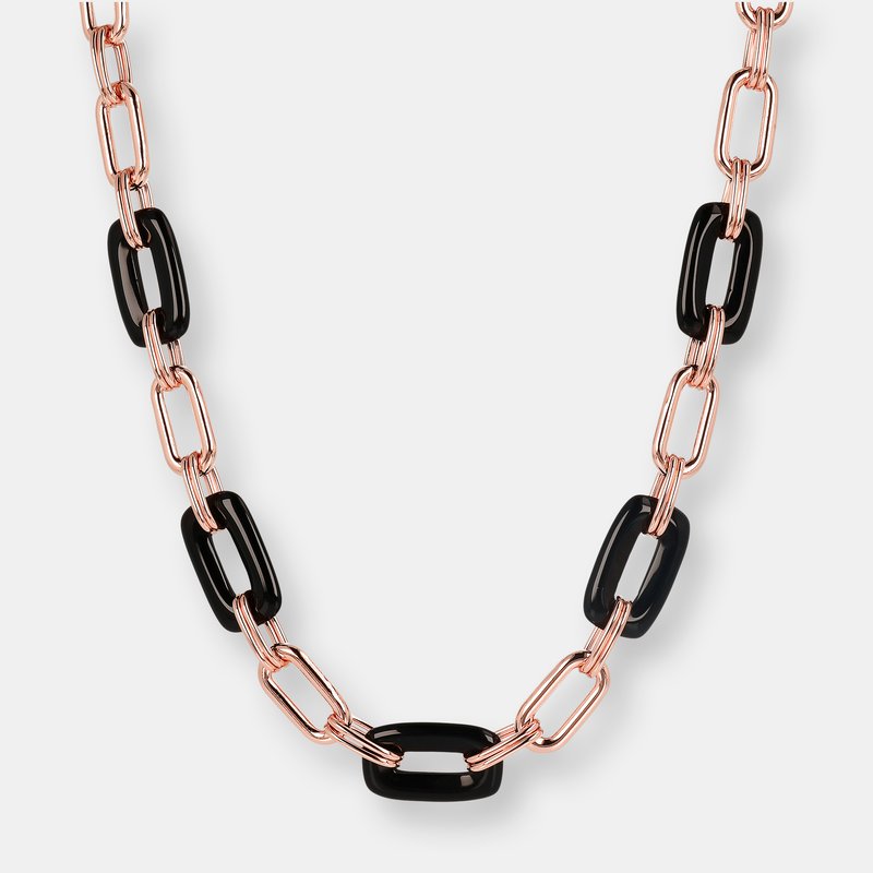 Bronzallure Forzatina Chain And Natural Stone Details Necklace In Pink
