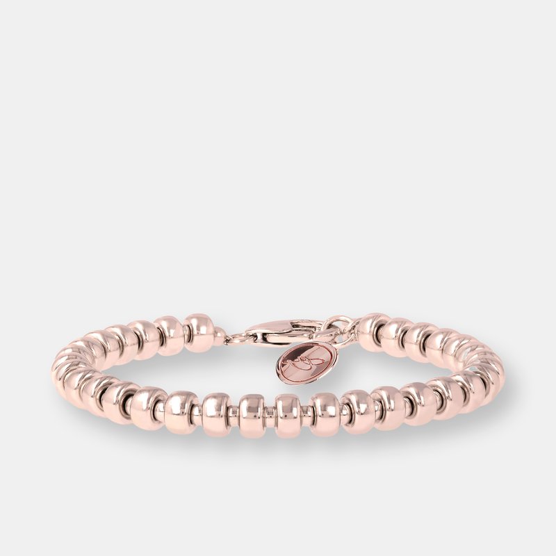 Bronzallure Golden Rose Bead Bracelet With Charm In Pink