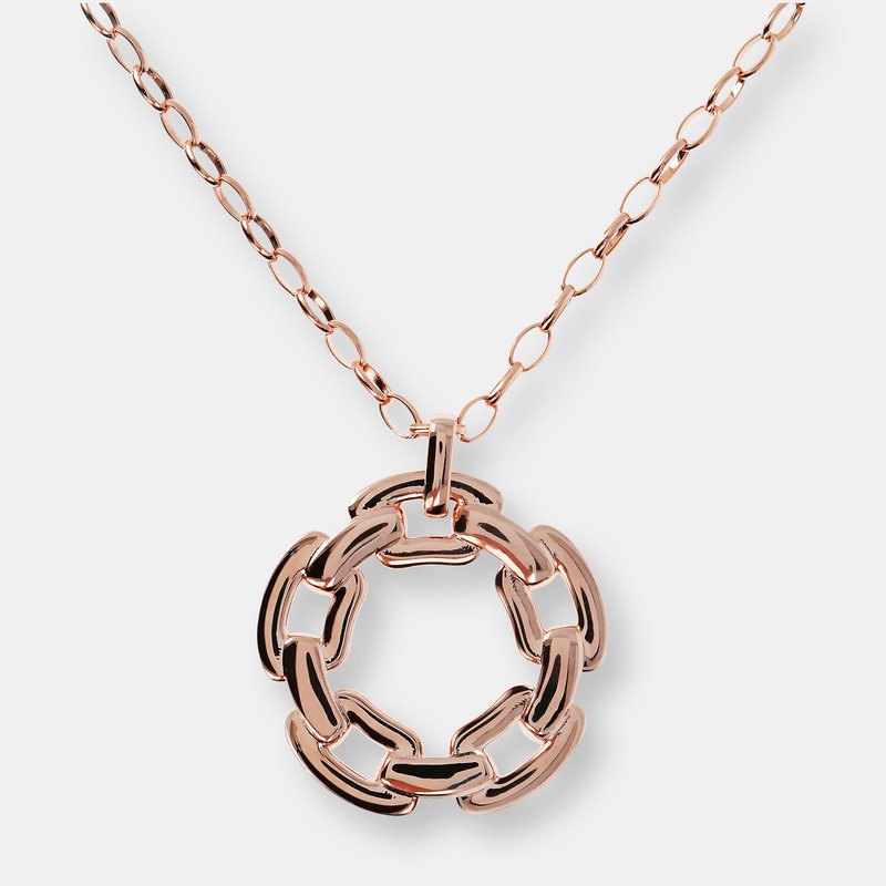 Bronzallure Golden Rose Geometries Pendant Necklace In Pink