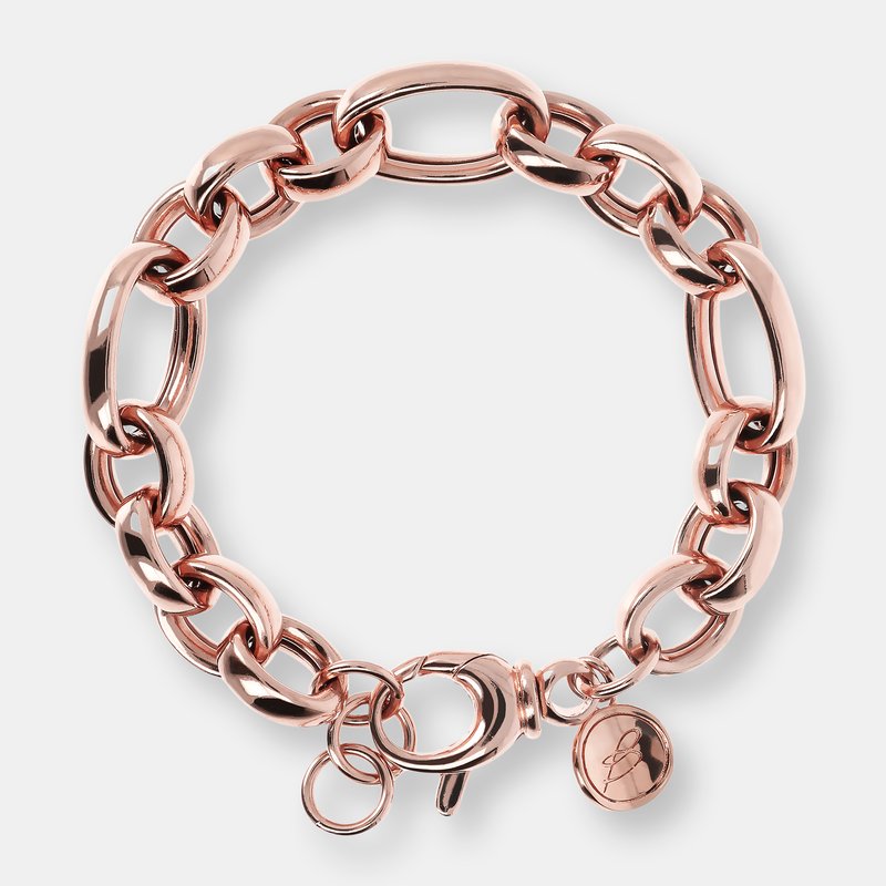 Bronzallure Golden Rose Oval Chain Adjustable Bracelet In Pink