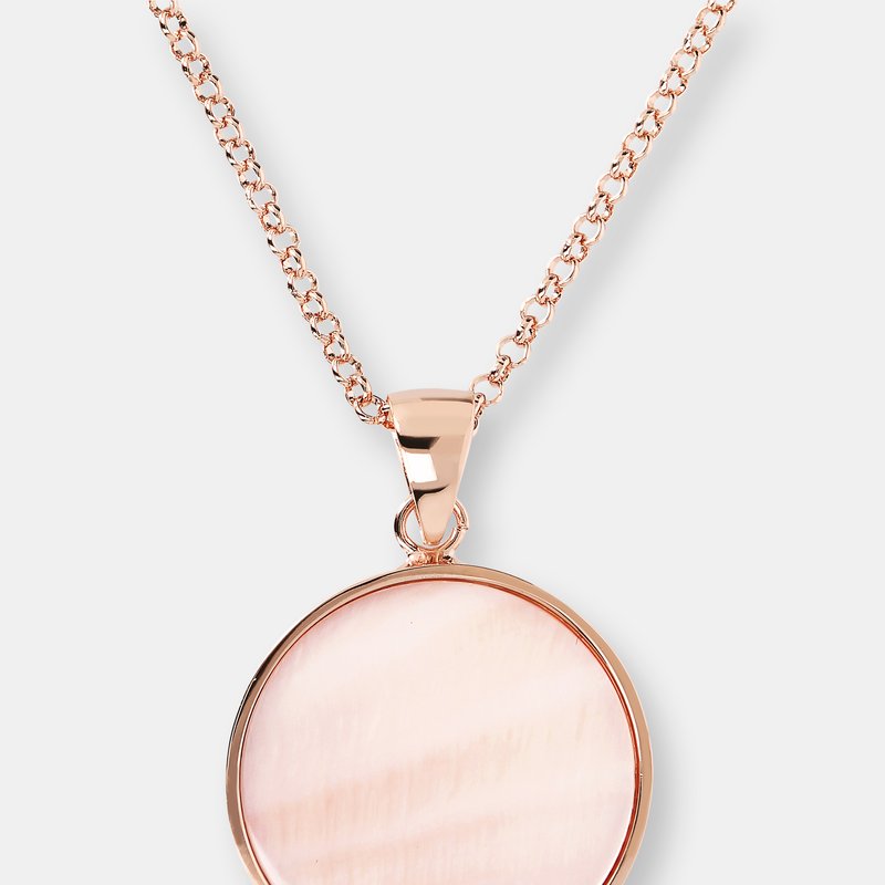 Bronzallure Medium Stone Disc Pendant Necklace In Pink