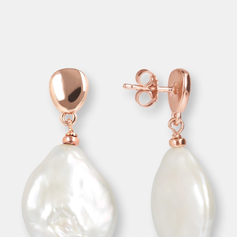 Shop Bronzallure Ming Baroque Pearl Earrings In Pink