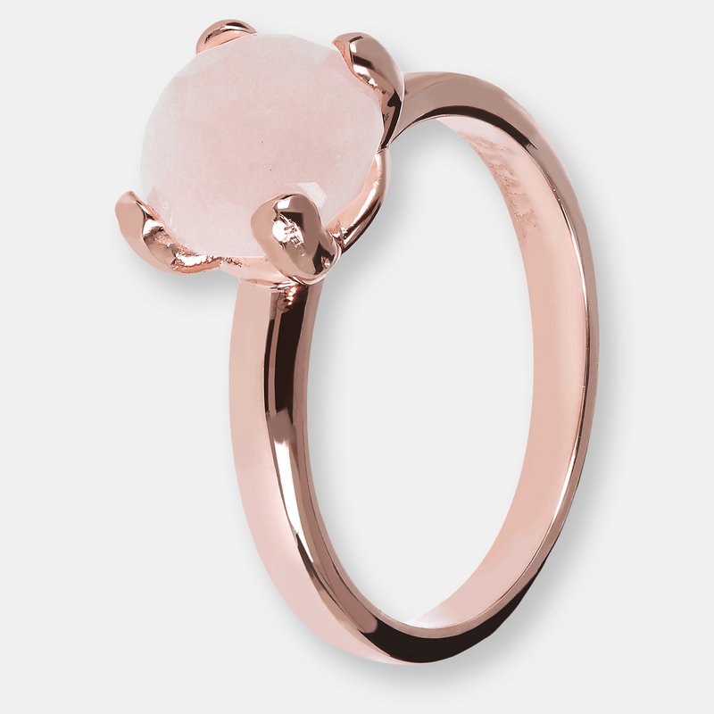 Bronzallure Mini Solitaire Ring With Natural Stone In Pink
