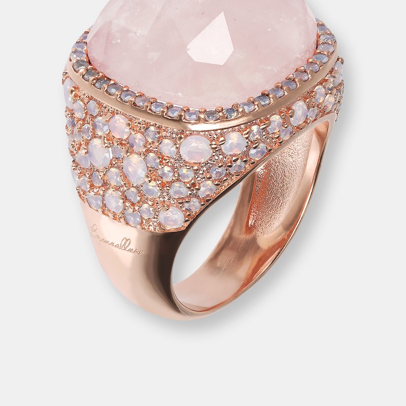 Bronzallure Natural Stone And Micro Pavé Ring In Pink