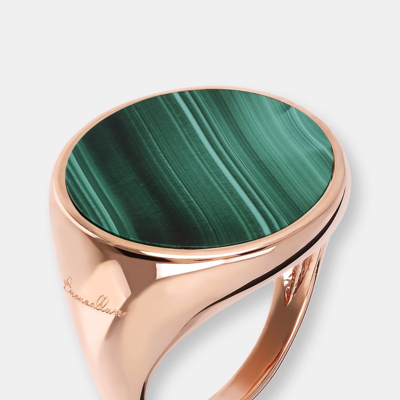 Bronzallure Natural Stone Chevalier Ring In Green