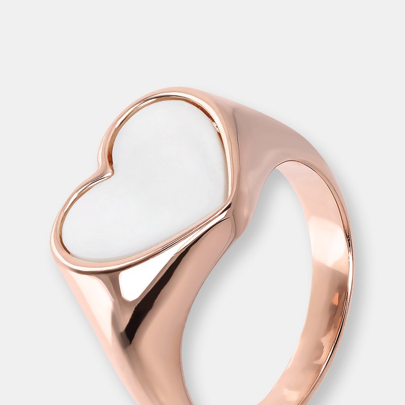 Bronzallure Natural Stone Heart Signet Ring In White