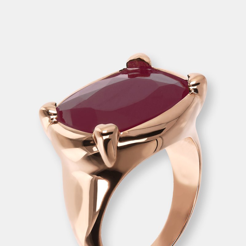 Bronzallure Queen Natural Stone Ring In Red
