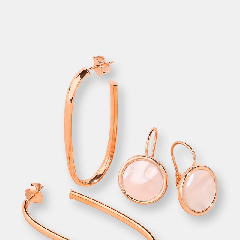 Shop Bronzallure Semi-oval Hoop Earrings In Pink