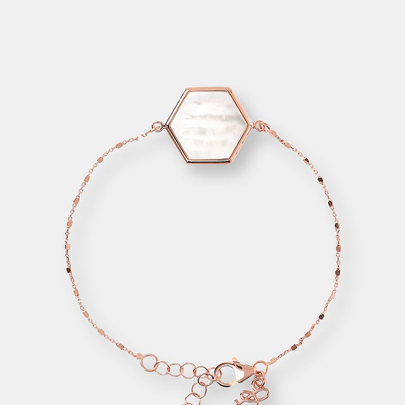 Bronzallure Small Hexagon Pendant Necklace In Pink