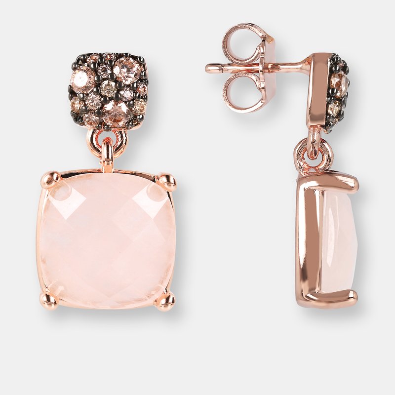 Shop Bronzallure Small Square Dangle Earrings With Pavé In Pink