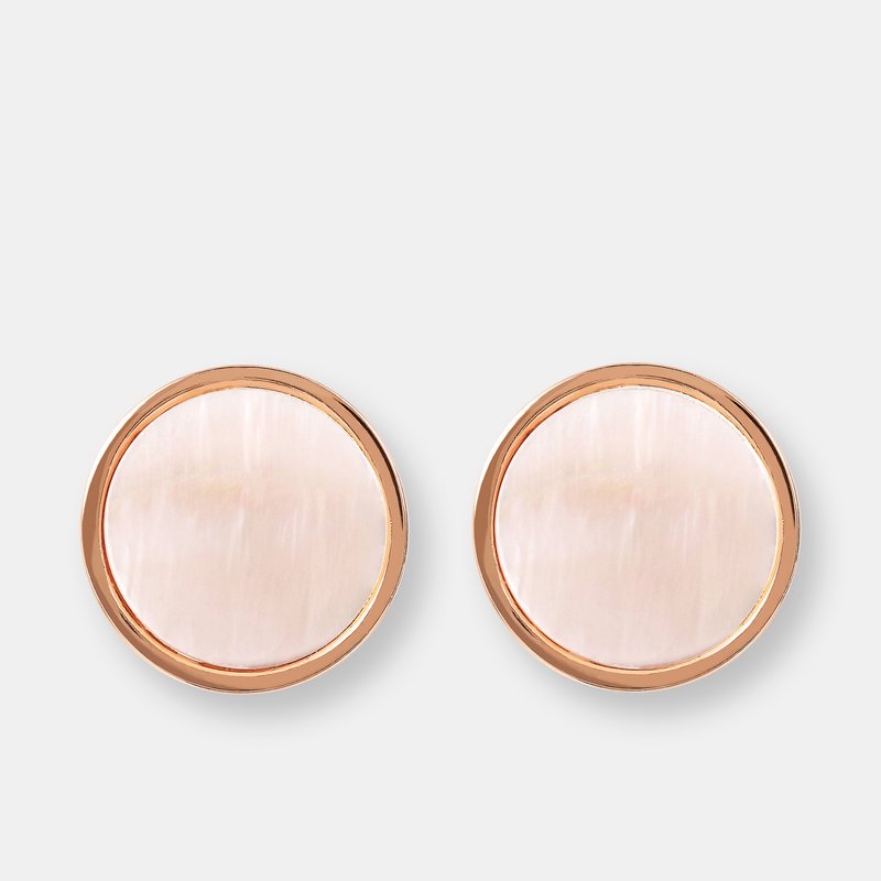 Bronzallure Stone Disc Lobe Earrings In Pink