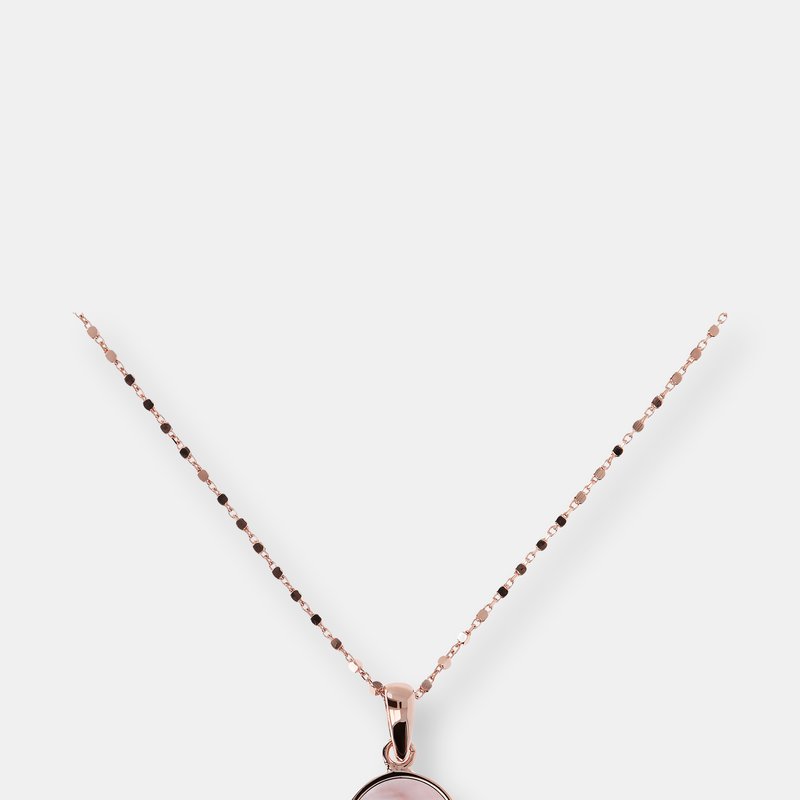 Bronzallure Stone Mini Disc Pendant Necklace In Pink