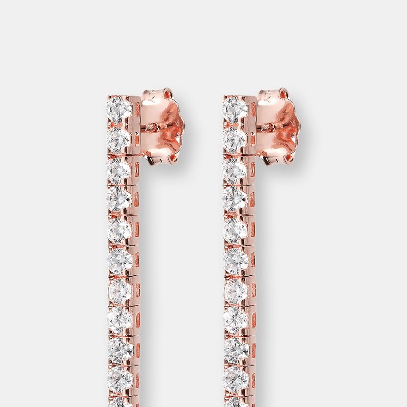 Bronzallure Tennis Pendant Earrings 1.1" In Pink