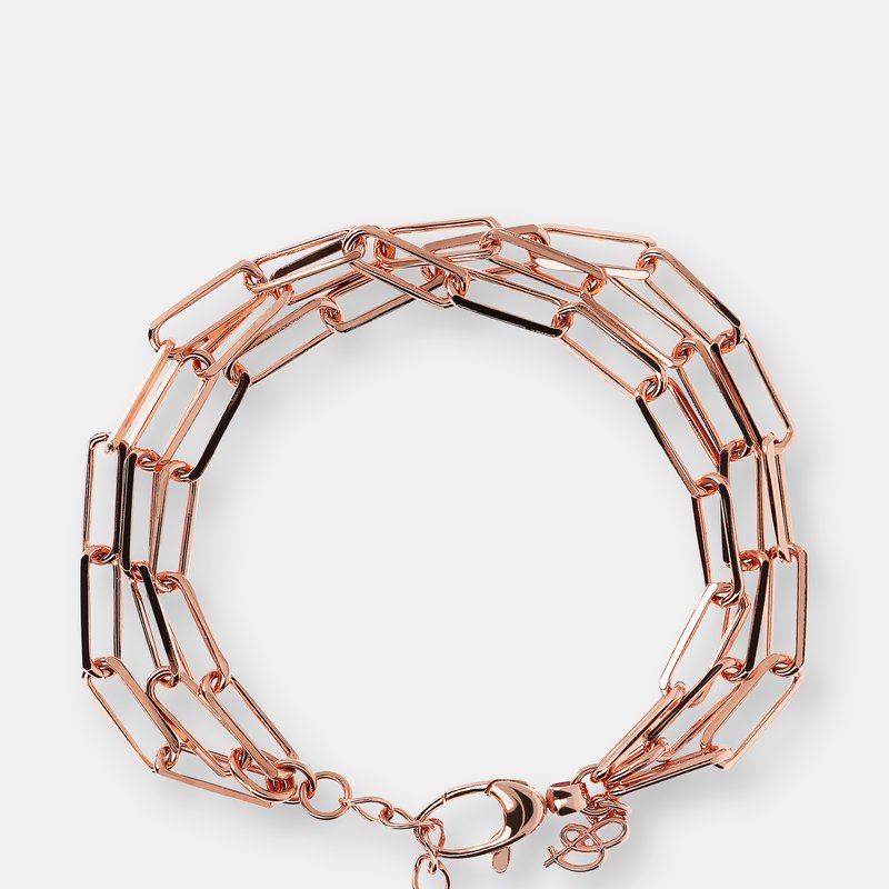 Bronzallure Three Strand Rectangular Link Bracelet In Pink