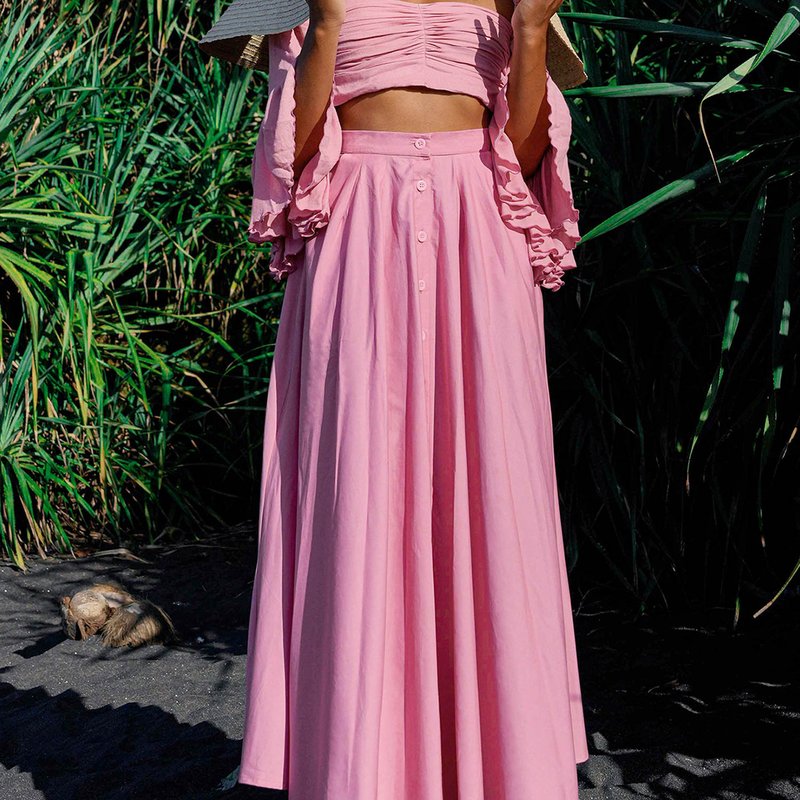 Brunna Co Arum Pleated Maxi Skirt In Pink