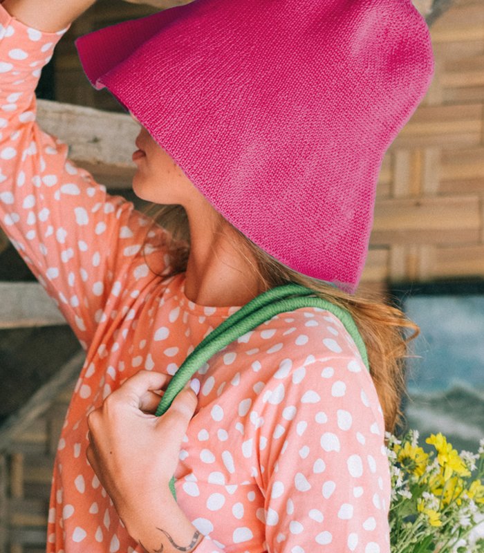 Brunna Co Bloom Crochet Hat In Hot Pink