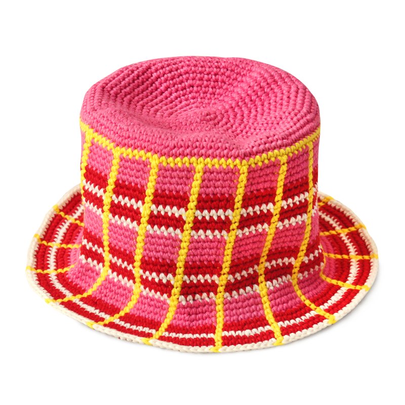 Shop Brunna Co Derby Plaid Crochet Hat In Pink
