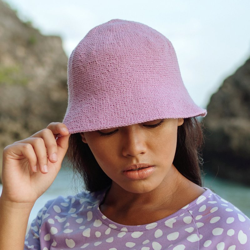 Brunna Co Florette Crochet Bucket Hat In Lilac Purple