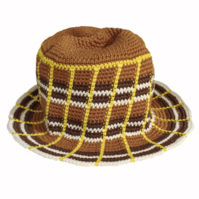 Shop Brunna Co Island Tanning Plaid Crochet Hat In Brown
