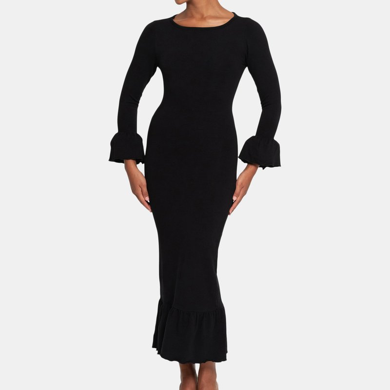 Shop Brunna Co Marjorie Bamboo Ruffle Dress In Black