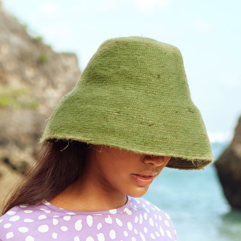 Brunna Co Naomi Jute Bucket Hat In Matcha Green