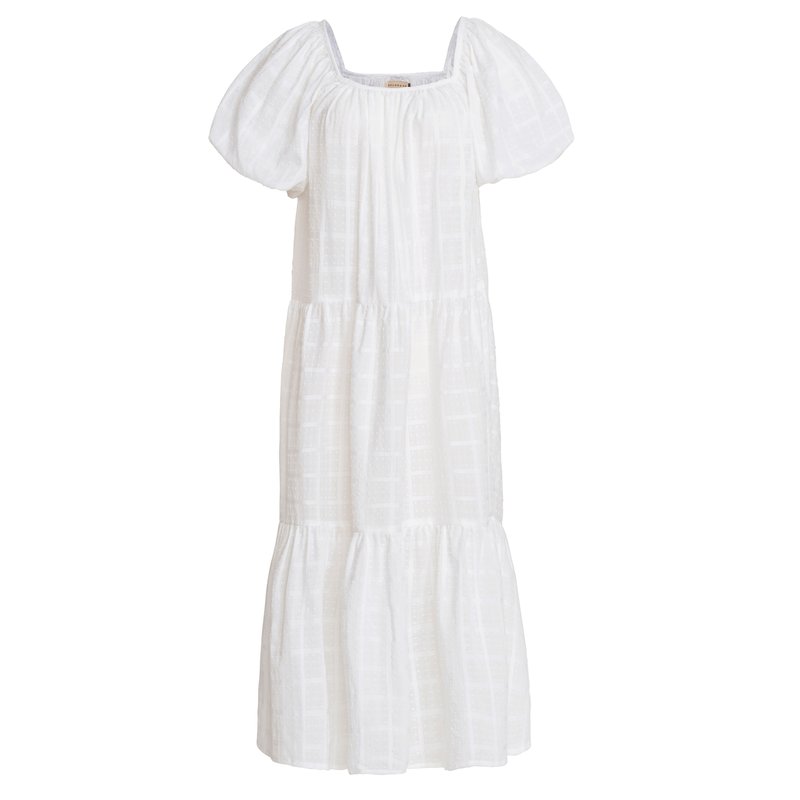 Brunna Co Rosemary Dotted Plaid Cotton Dress In White