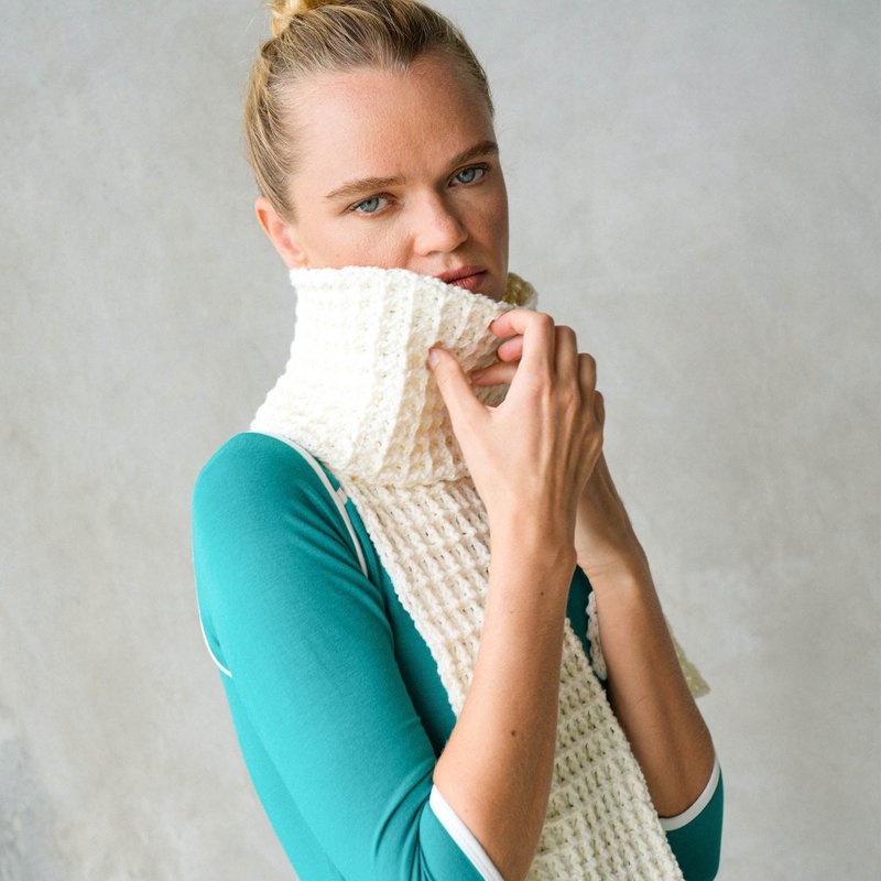 Brunna Co Waffle Crochet Scarf In Off White