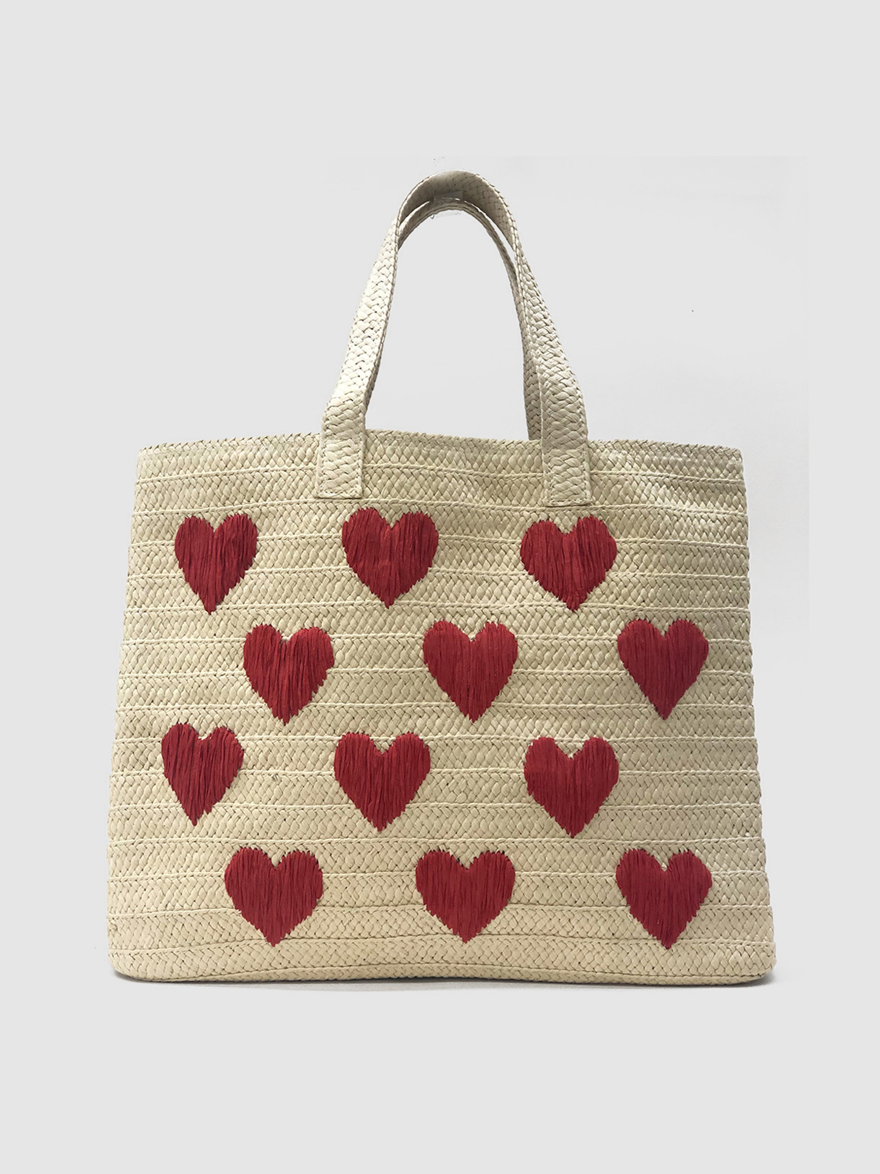 Btb Be Mine Straw Tote In Natural/red