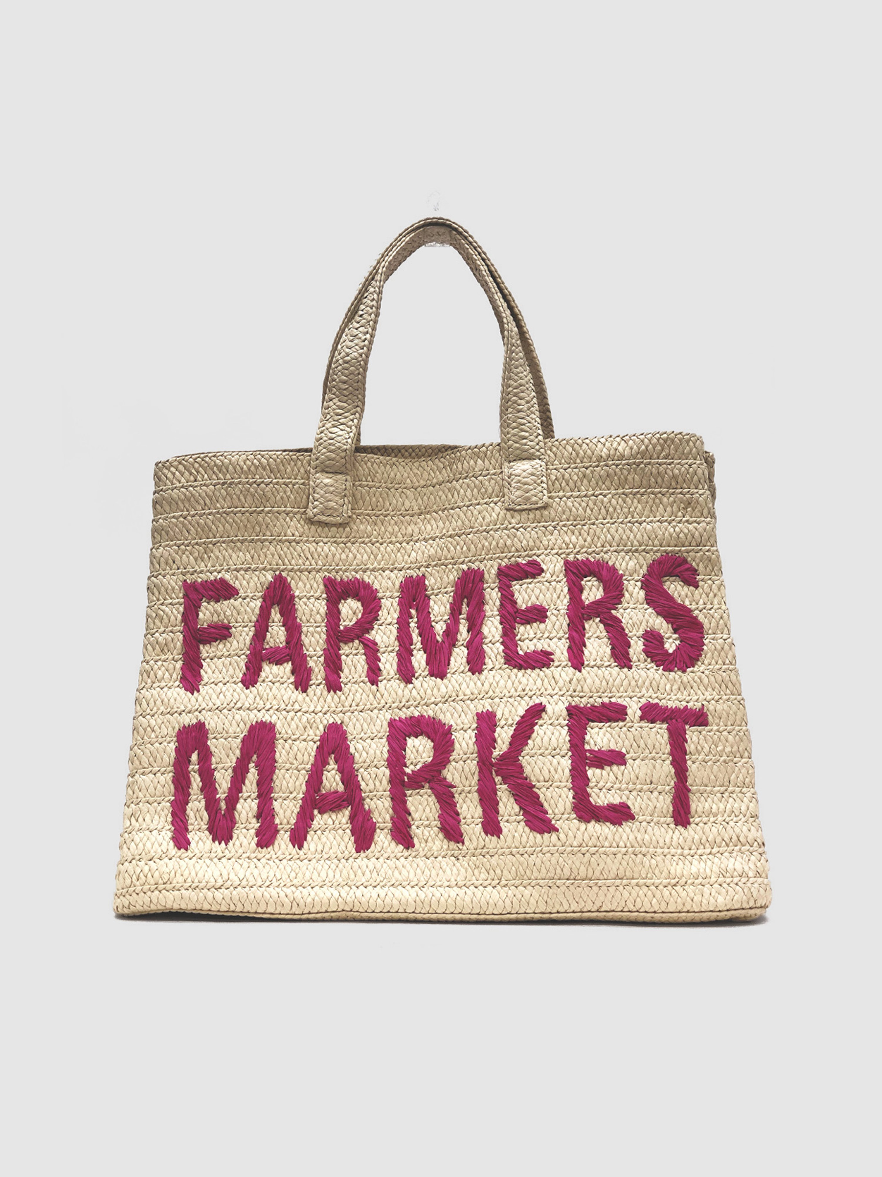 Btb Farmers Market Straw Tote In Natural/pink