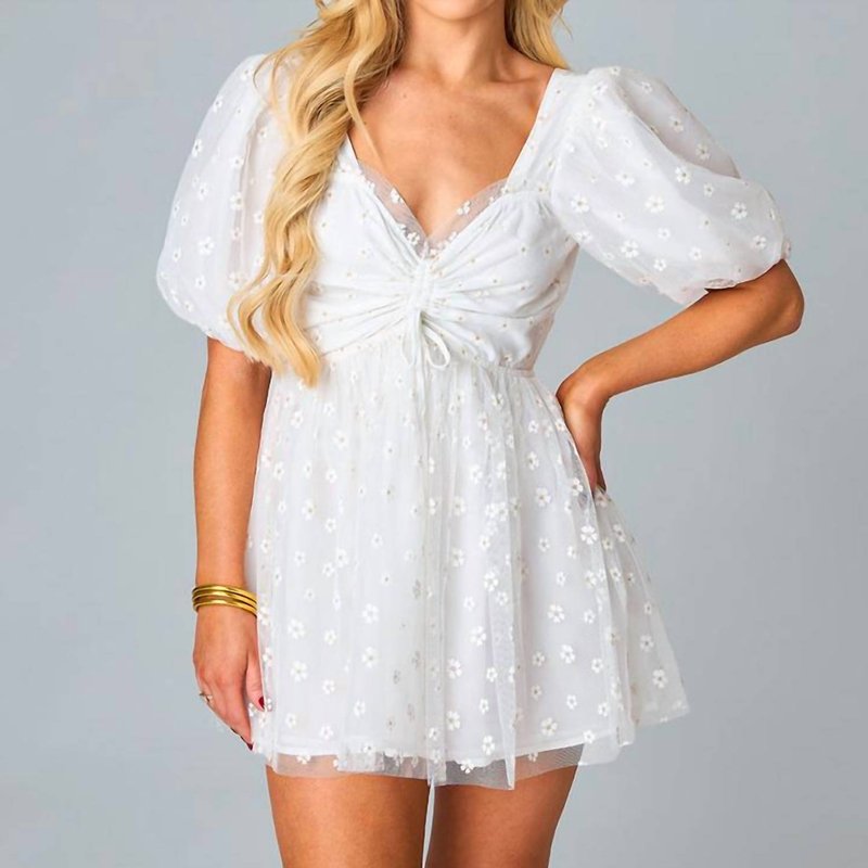 Shop Buddylove Hannah Elastic Mini Dress In English Daisy In White
