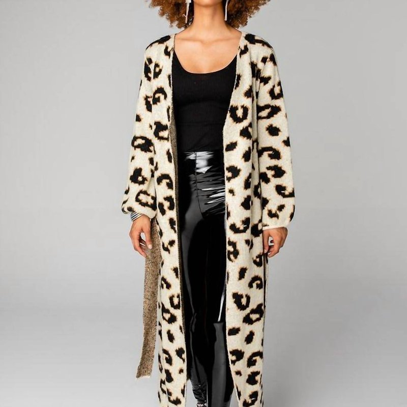 Shop Buddylove Margaret Long Cardigan In Leopard In Black