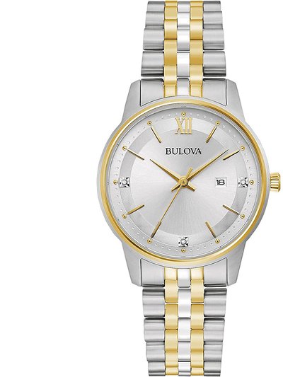 Bulova Womens Classic Diamond Two-Tone Gold/Stainless 3-Hand Quartz Watch product