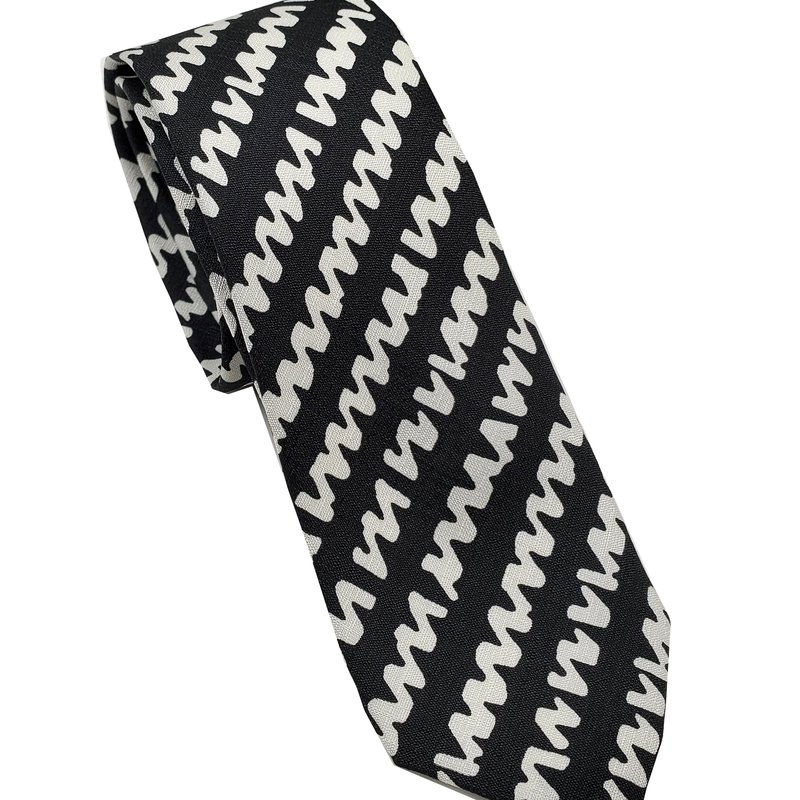 Burberry Men's Stanfield Black White 100% Silk Geometric Skinny Neck Tie
