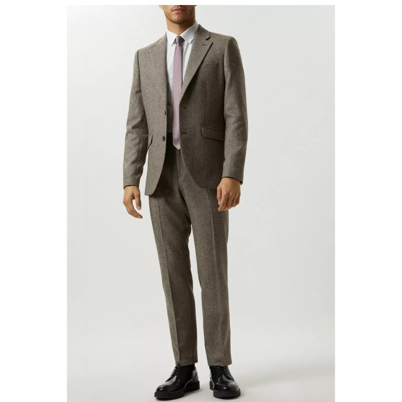 Burton Mens Basketweave Slim Suit Jacket In Grey