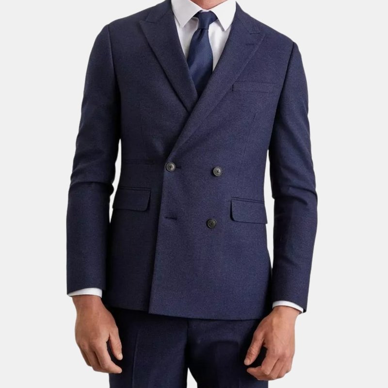 Burton Mens Double-breasted Slim Suit Jacket In Blue