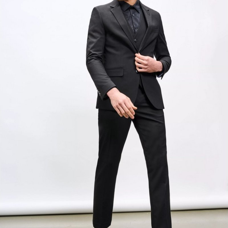 Burton Mens Essential Single-breasted Slim Suit Jacket In Black