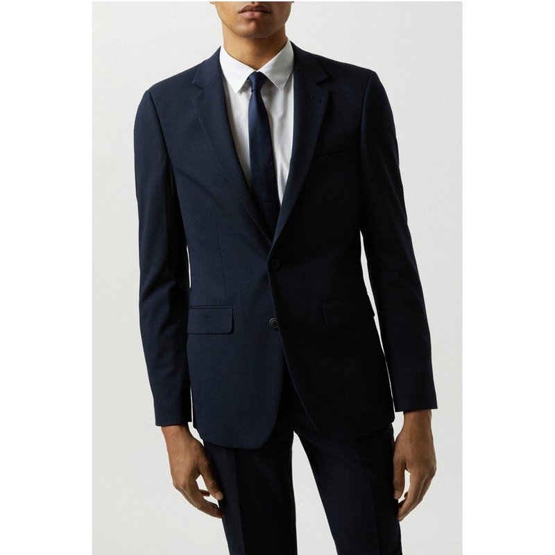 Burton Mens Essential Single-breasted Slim Suit Jacket In Blue