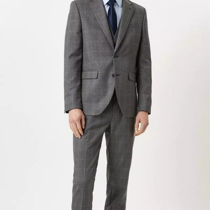 Burton Mens Highlight Checked Slim Suit Jacket In Grey