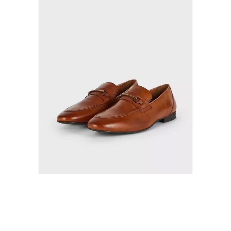 Burton Mens Leather Buckle Detail Loafers In Brown