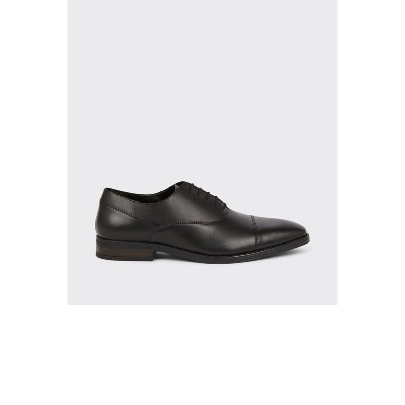 Burton Mens Leather Toe Cap Oxford Shoes In Black