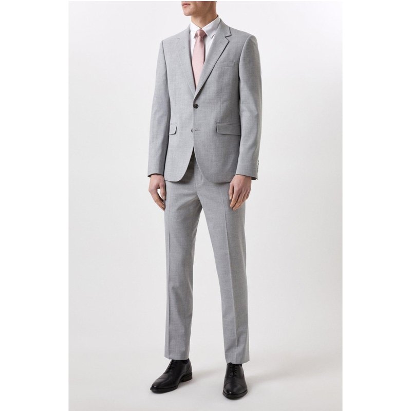 Burton Mens Marl Single-breasted Slim Suit Jacket In Grey