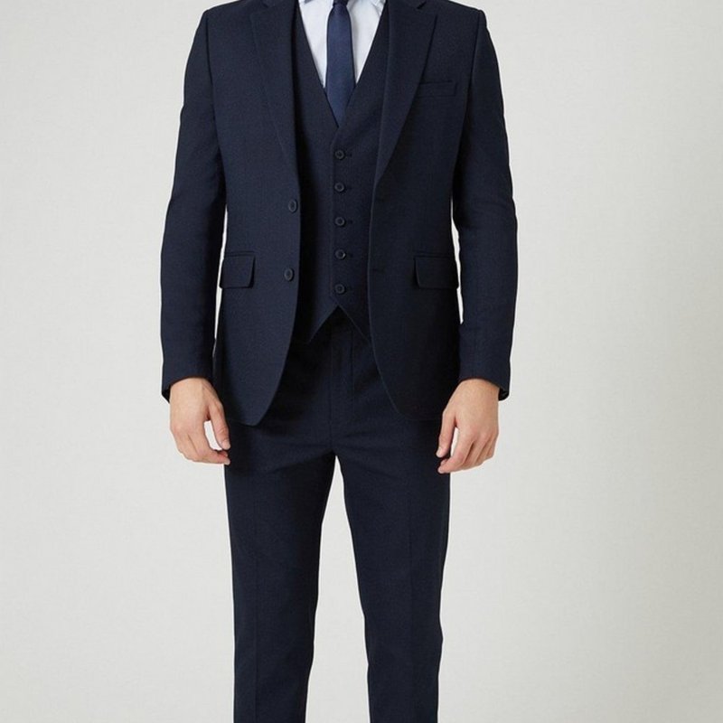 Burton Mens Micro-stripe Slim Suit Jacket In Blue
