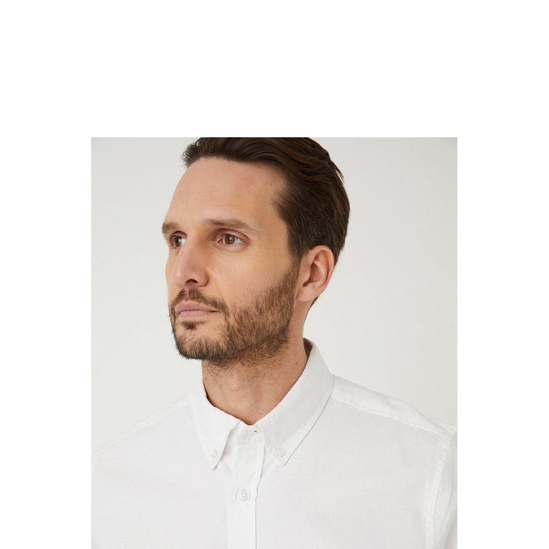 Shop Burton Mens Oxford Slim Short-sleeved Shirt In White