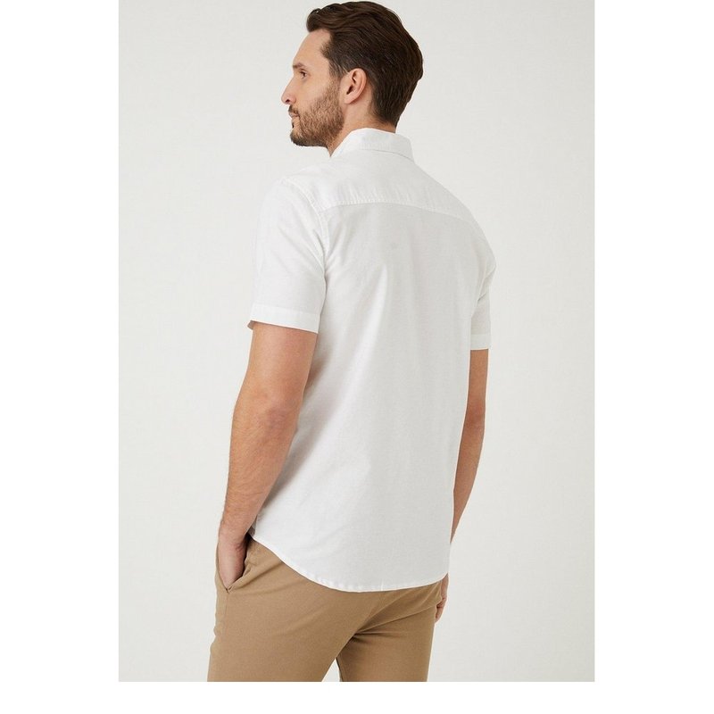 Shop Burton Mens Oxford Slim Short-sleeved Shirt In White