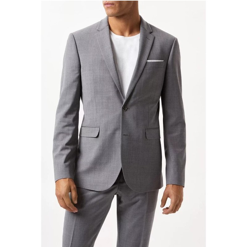 Burton Mens Performance Single-breasted Slim Suit Jacket In Grey