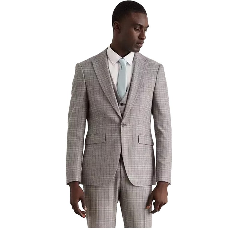 Burton Mens Pow Checked Skinny Suit Jacket In Grey