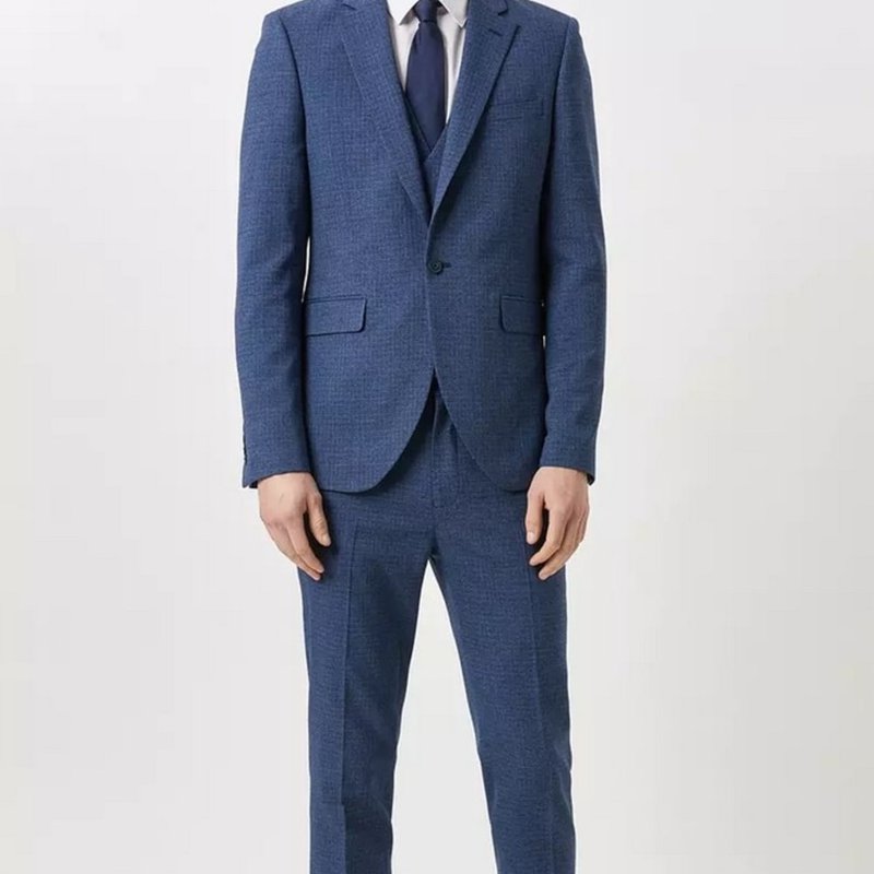 Burton Mens Textured Skinny Suit Jacket In Blue