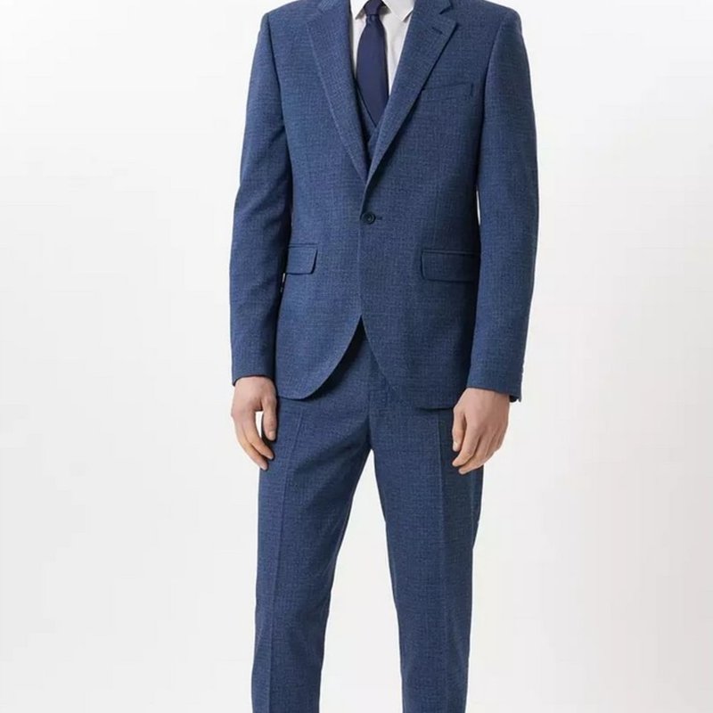 Shop Burton Mens Textured Slim Suit Jacket In Blue