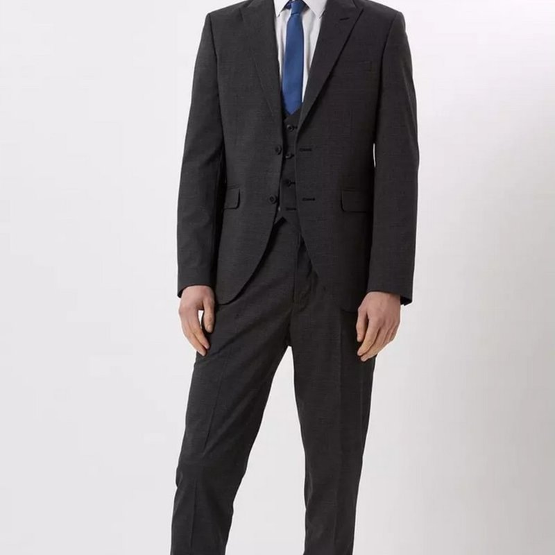 Burton Mens Textured Slim Suit Jacket In Grey