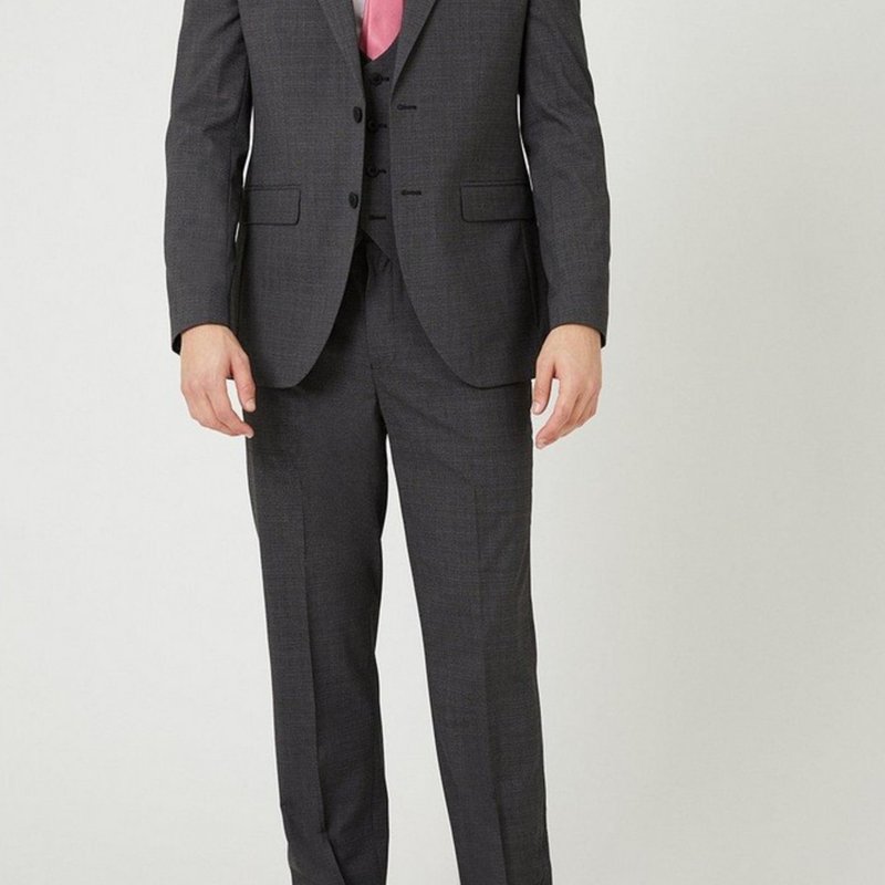 Burton Mens Textured Tailored Suit Jacket In Grey